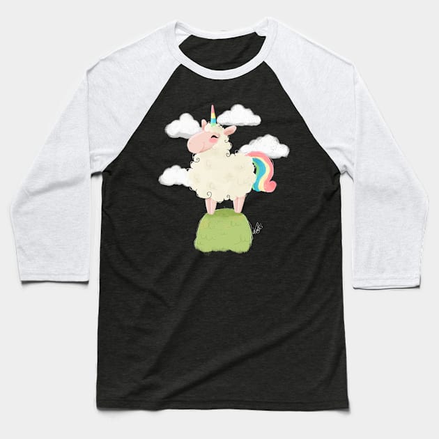 Sheep-unicorn Baseball T-Shirt by Khatii